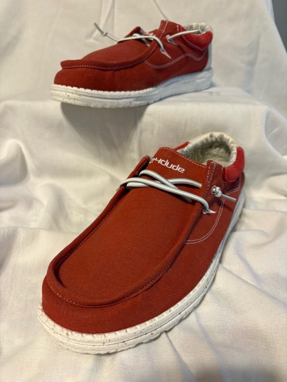 Hey Dude Red Men's Slip-On Loafers with White Sole